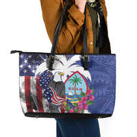 United States Guam Leather Tote Bag USA Eagle Guahan Seal Bougainvillea - Polynesian Pride