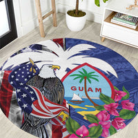United States Guam Round Carpet USA Eagle Guahan Seal Bougainvillea - Polynesian Pride