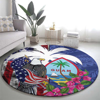 United States Guam Round Carpet USA Eagle Guahan Seal Bougainvillea - Polynesian Pride
