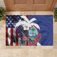 United States Guam Rubber Doormat USA Eagle Guahan Seal Bougainvillea - Polynesian Pride