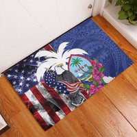 United States Guam Rubber Doormat USA Eagle Guahan Seal Bougainvillea - Polynesian Pride