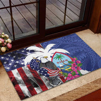 United States Guam Rubber Doormat USA Eagle Guahan Seal Bougainvillea - Polynesian Pride