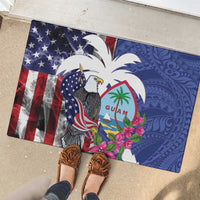 United States Guam Rubber Doormat USA Eagle Guahan Seal Bougainvillea - Polynesian Pride