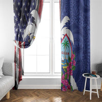 United States Guam Window Curtain USA Eagle Guahan Seal Bougainvillea - Polynesian Pride