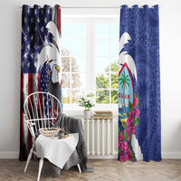 United States Guam Window Curtain USA Eagle Guahan Seal Bougainvillea - Polynesian Pride