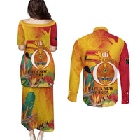 Papua New Guinea Independence Day Couples Matching Puletasi and Long Sleeve Button Shirt 50th Anniversary Unity in Diversity LT14 - Polynesian Pride