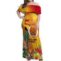 Papua New Guinea Independence Day Off Shoulder Maxi Dress 50th Anniversary Unity in Diversity