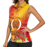 Papua New Guinea Independence Day Women Sleeveless Polo Shirt 50th Anniversary Unity in Diversity