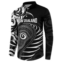 Personalised New Zealand Silver Fern Lacrosse Button Sweatshirt Aotearoa Maori Pattern LT14 - Polynesian Pride