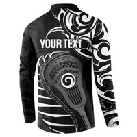 Personalised New Zealand Silver Fern Lacrosse Button Sweatshirt Aotearoa Maori Pattern LT14 - Polynesian Pride