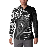 Personalised New Zealand Silver Fern Lacrosse Button Sweatshirt Aotearoa Maori Pattern LT14 - Polynesian Pride