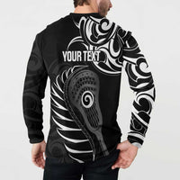 Personalised New Zealand Silver Fern Lacrosse Button Sweatshirt Aotearoa Maori Pattern LT14 - Polynesian Pride