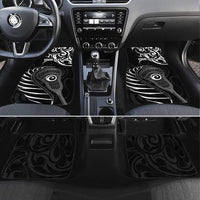 Personalised New Zealand Silver Fern Lacrosse Car Mats Aotearoa Maori Pattern LT14 Set 4pcs Black - Polynesian Pride