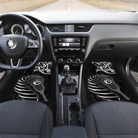 Personalised New Zealand Silver Fern Lacrosse Car Mats Aotearoa Maori Pattern LT14 Set 2pcs - Front Black - Polynesian Pride