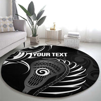 Personalised New Zealand Silver Fern Lacrosse Round Carpet Aotearoa Maori Pattern