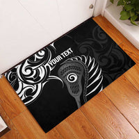 Personalised New Zealand Silver Fern Lacrosse Rubber Doormat Aotearoa Maori Pattern LT14 - Polynesian Pride