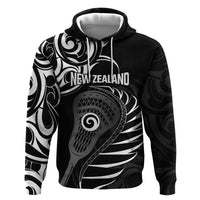 Personalised New Zealand Silver Fern Lacrosse Zip Hoodie Aotearoa Maori Pattern