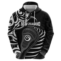 Personalised New Zealand Silver Fern Lacrosse Zip Hoodie Aotearoa Maori Pattern