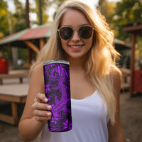 Polynesian Skinny Tumbler Purple Hawaiian Tribal Hammerhead Shark
