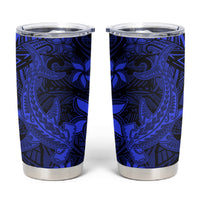 Polynesian Tumbler Cup Blue Hawaiian Tribal Hammerhead Shark