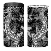 Polynesian 4 in 1 Can Cooler Tumbler Black Hawaiian Tribal Hammerhead Shark