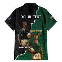 Personalised New Zealand And South Africa Rugby Family Matching Mermaid Dress and Hawaiian Shirt 2024 All Black Springboks Mascots Together