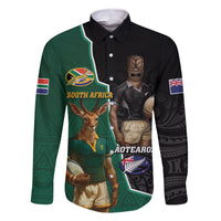Personalised New Zealand And South Africa Rugby Family Matching Mermaid Dress and Hawaiian Shirt 2024 All Black Springboks Mascots Together