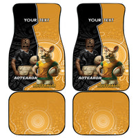 Personalised New Zealand And Australia Rugby Car Mats 2024 All Black Wallabies Mascots Together