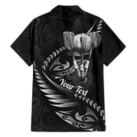 Personalised All Black New Zealand Darts Hawaiian Shirt Aoteroa Fern Maori Galaxy Style