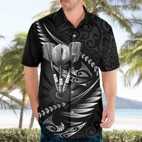 Personalised All Black New Zealand Darts Hawaiian Shirt Aoteroa Fern Maori Galaxy Style