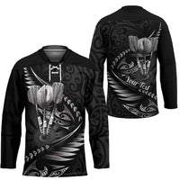 Personalised All Black New Zealand Darts Hockey Jersey Aoteroa Fern Maori Galaxy Style - Polynesian Pride