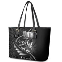 Personalised All Black New Zealand Darts Leather Tote Bag Aoteroa Fern Maori Galaxy Style