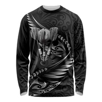 Personalised All Black New Zealand Darts Long Sleeve Shirt Aoteroa Fern Maori Galaxy Style