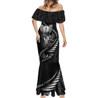 Personalised All Black New Zealand Darts Mermaid Dress Aoteroa Fern Maori Galaxy Style