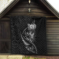 Personalised All Black New Zealand Darts Quilt Aoteroa Fern Maori Galaxy Style