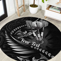 Personalised All Black New Zealand Darts Round Carpet Aoteroa Fern Maori Galaxy Style