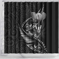 Personalised All Black New Zealand Darts Shower Curtain Aoteroa Fern Maori Galaxy Style