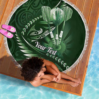 Personalised All Green New Zealand Darts Beach Blanket Aoteroa Fern Maori Galaxy Style