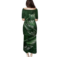 Personalised All Green New Zealand Darts Family Matching Puletasi and Hawaiian Shirt Aoteroa Fern Maori Galaxy Style