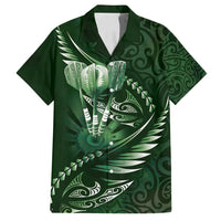 Personalised All Green New Zealand Darts Family Matching Tank Maxi Dress and Hawaiian Shirt Aoteroa Fern Maori Galaxy Style