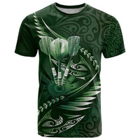 Personalised All Green New Zealand Darts T Shirt Aoteroa Fern Maori Galaxy Style