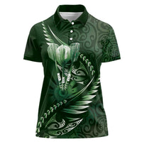 Personalised All Green New Zealand Darts Women Polo Shirt Aoteroa Fern Maori Galaxy Style