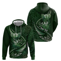 Personalised All Green New Zealand Darts Zip Hoodie Aoteroa Fern Maori Galaxy Style