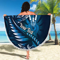 Personalised All Blue New Zealand Darts Beach Blanket Aoteroa Fern Maori Galaxy Style