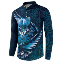 Personalised All Blue New Zealand Darts Button Sweatshirt Aoteroa Fern Maori Galaxy Style