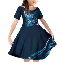 Personalised All Blue New Zealand Darts Family Matching Off Shoulder Short Dress and Hawaiian Shirt Aoteroa Fern Maori Galaxy Style