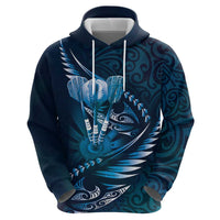Personalised All Blue New Zealand Darts Hoodie Aoteroa Fern Maori Galaxy Style