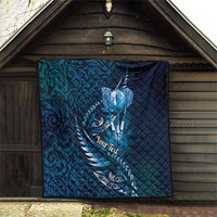 Personalised All Blue New Zealand Darts Quilt Aoteroa Fern Maori Galaxy Style