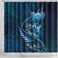 Personalised All Blue New Zealand Darts Shower Curtain Aoteroa Fern Maori Galaxy Style