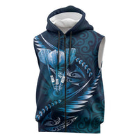 Personalised All Blue New Zealand Darts Sleeveless Zip Hoodie Aoteroa Fern Maori Galaxy Style - Polynesian Pride